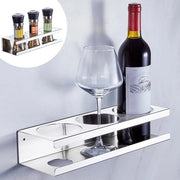Wand Wijnrek e Custodia per Vetrini per Bar in Casa – Argento