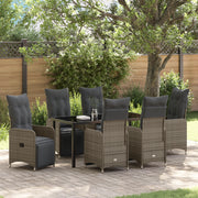 Set da Pranzo da Giardino 7 Pezzi con Cuscini Grigio Polyrattan