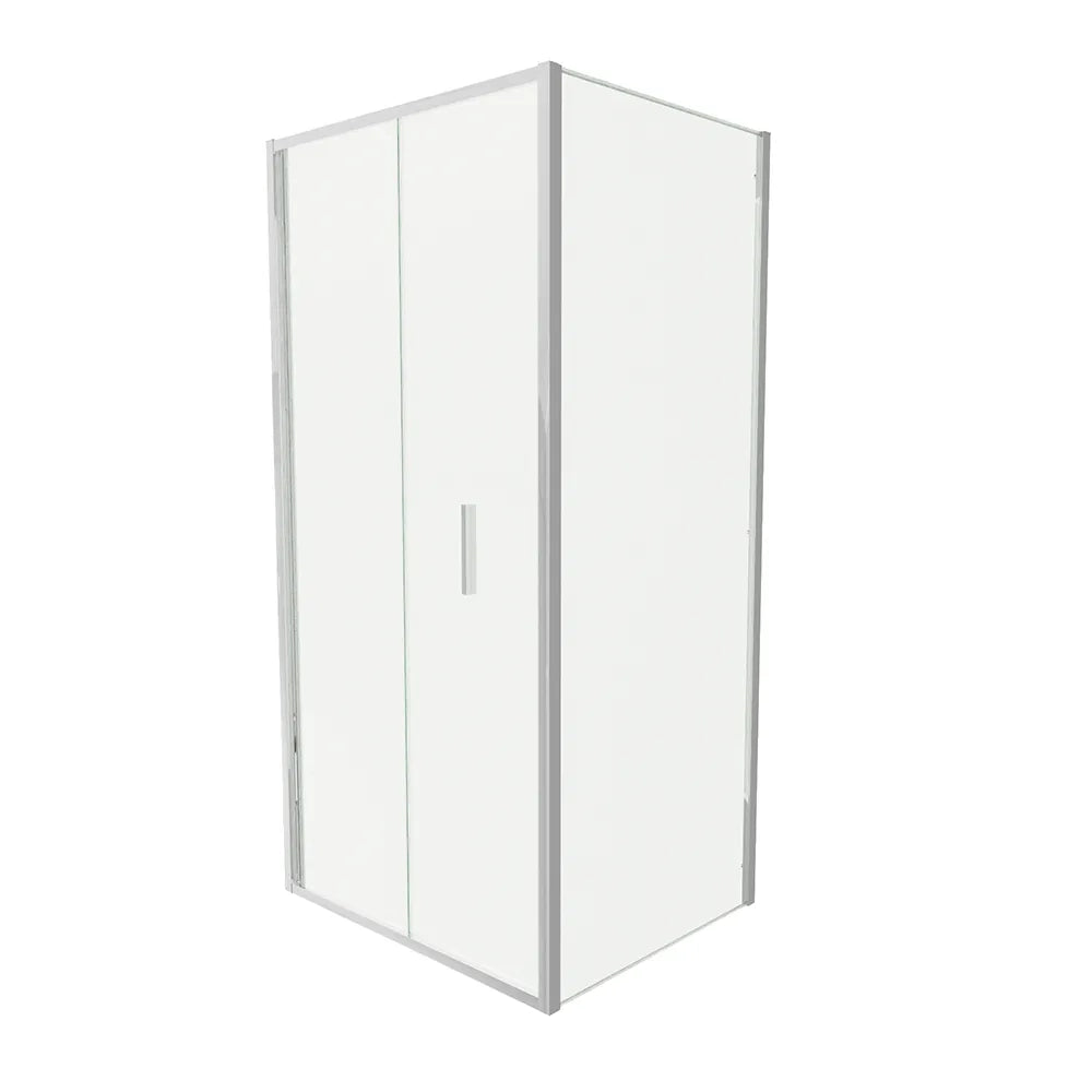 Box doccia slim 90x80cm con porta a libro e parete fissa profili cromati e vetro 6mm trasparente h190| Portofino
