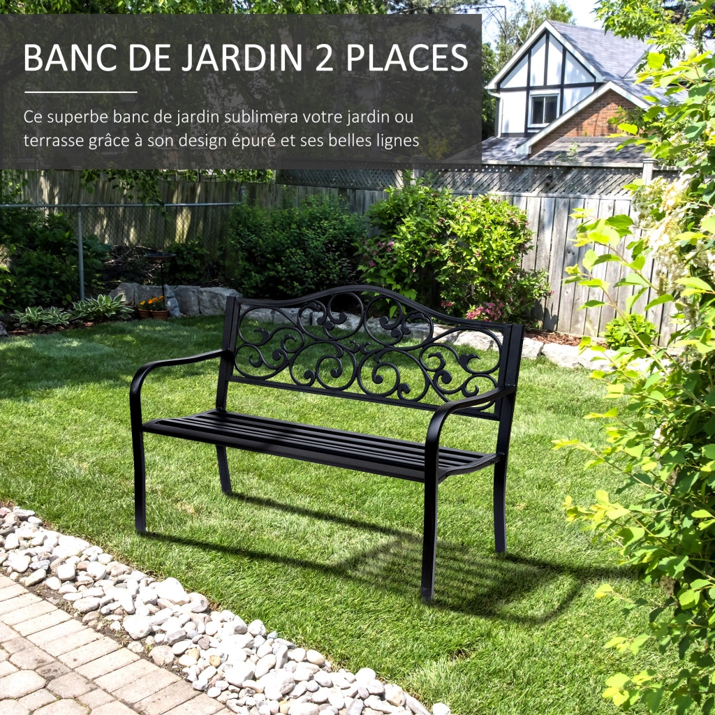 Divano da giardino 3 posti ¨C zephmum ¨C metallo nero 127x60x85 cm