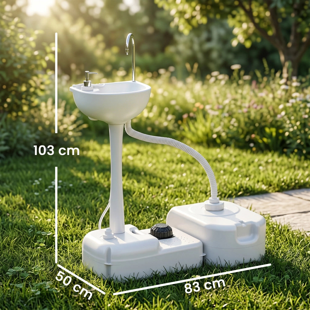 Lavabo Portatile con Serbatoio Acqua e Ruote ¨C zephmum ¨C 83x50x103cm
