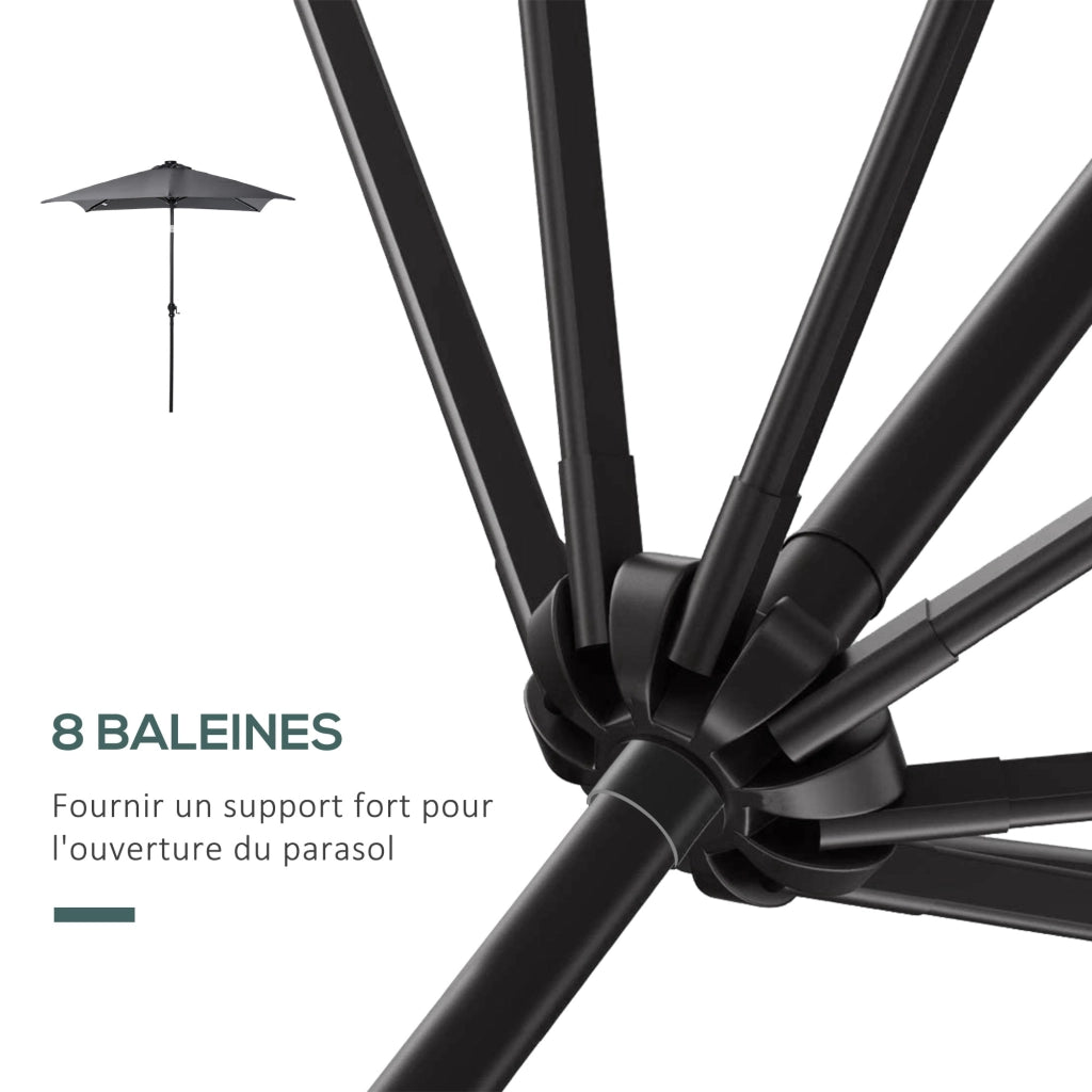 Parasole rettangolare da giardino 3x2m ¨C zephmum ¨C grigio inclinabile con LED solare
