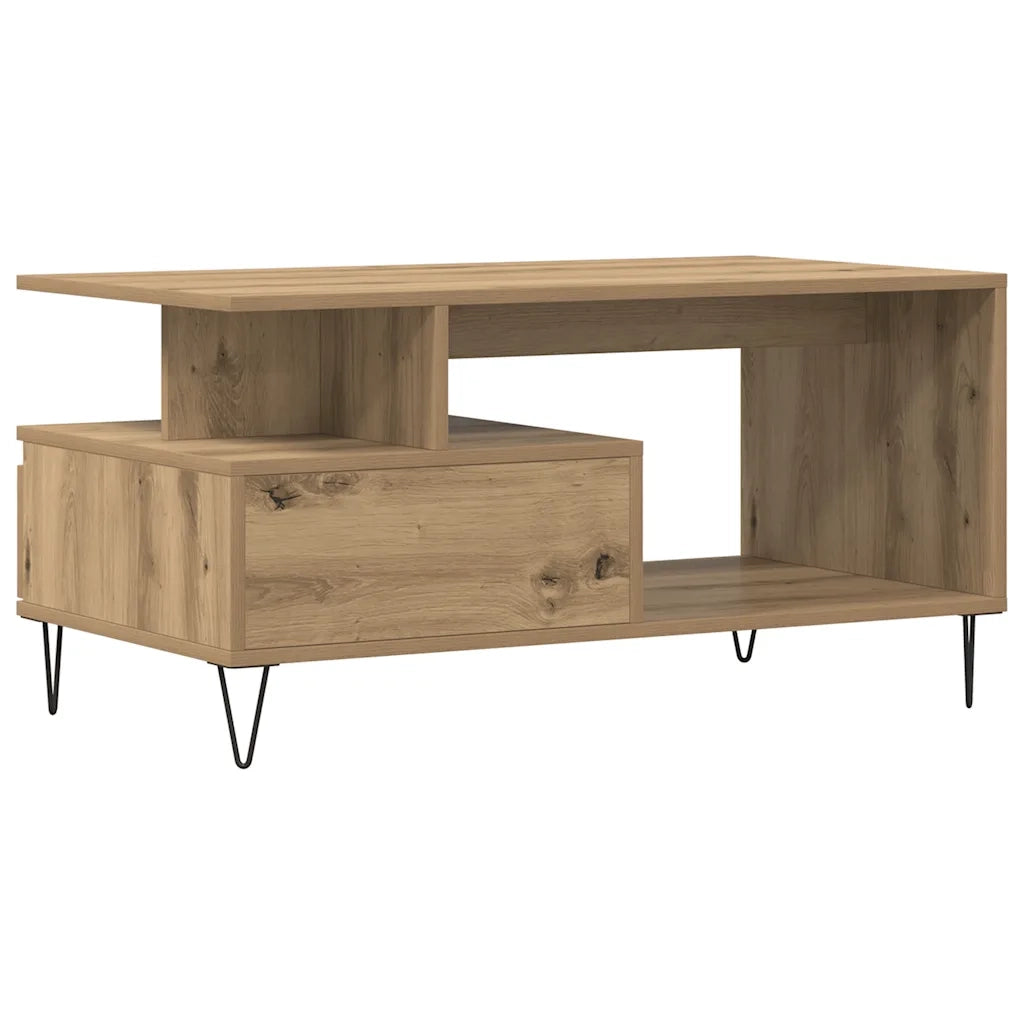 Tavolino Salotto-Tavolino da soggiorno-Tavolo Rovere Artigianale 90x49x45 cm Multistrato