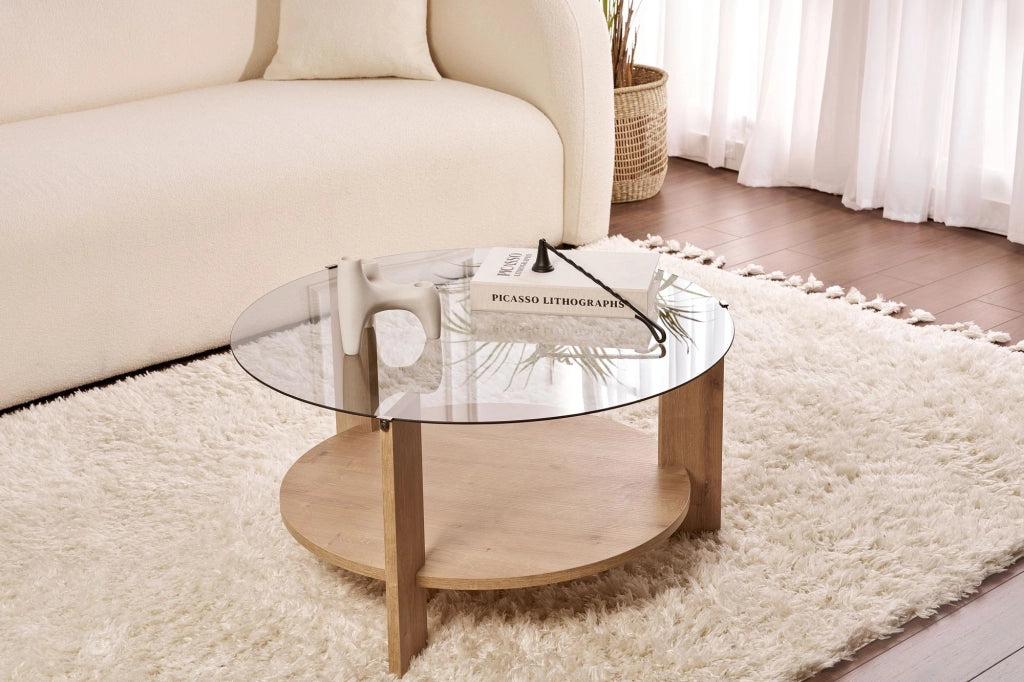 Tavolo basso in legno "Clara" - 75 x 75 x 40 cm - Chêne Saphir Fumées