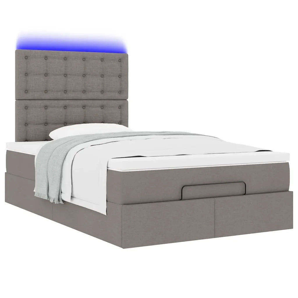 vidaXL Struttura Letto Pouf con Materasso Tortora 120x190 cm Tessuto