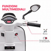 Scooter Elettrico per Bambini Licenza Ufficiale Piaggio Vespa 12V 4,5Ah Bianco