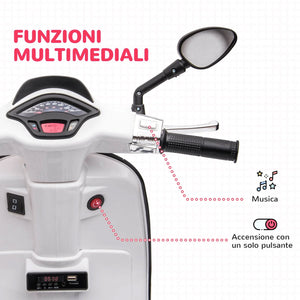 Scooter Elettrico per Bambini Licenza Ufficiale Piaggio Vespa 12V 4,5Ah Bianco