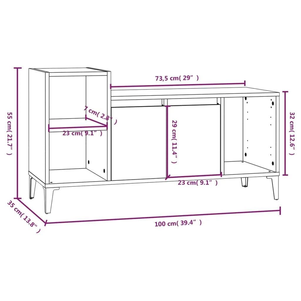Mobile TV Grigio Sonoma 100x35x55 cm in Legno Multistrato 821186