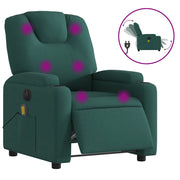 Poltrona Massaggiante | Sedia Relax Reclinabile Elettrica Verde Scuro Tessuto