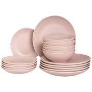 Set di 18 piatti in gres rosa con finitura smaltata a mano per 6 persone cucina e sala da pranzo