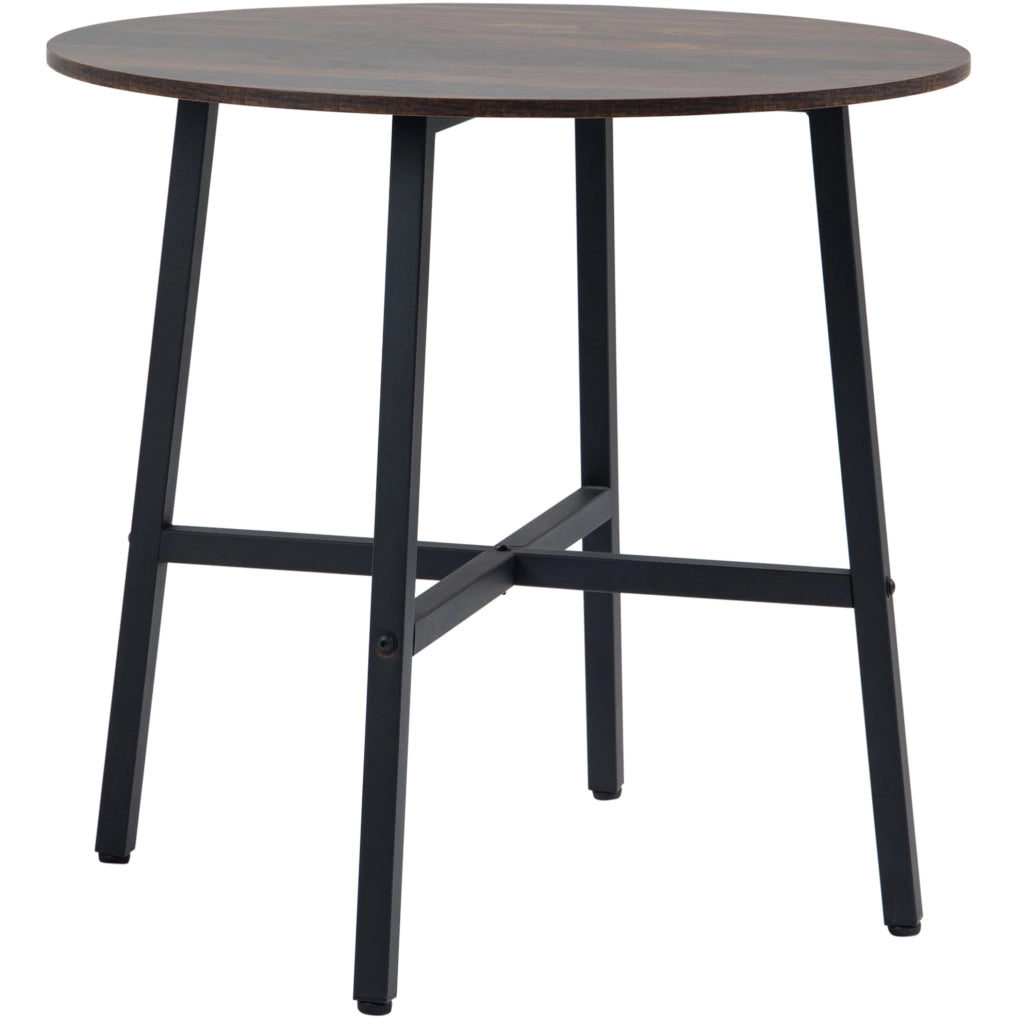 Tavolo da pranzo rotondo in metallo e legno 80 x 80 x 76 cm, per 4 persone, colore marrone