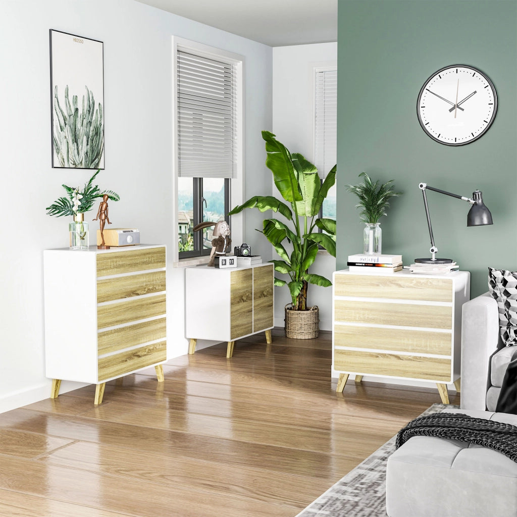 Cassettiera design scandinave 6 cassetti ¨C zephmum ¨C bianco 80x40x95 cm