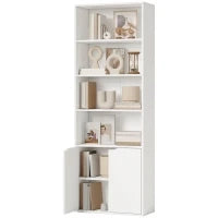 Libreria Moderna 4 Ripiani con Armadietto a 2 Ante in Legno, 59x29x180cm Bianca