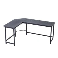 Scrivania a L per Casa e Ufficio ad Angolo Piedini Regolabili per Lavoro, Studio o Gaming Nera Pannello Truciolare di Grado E1, Metallo 168Lx120P x75Acm