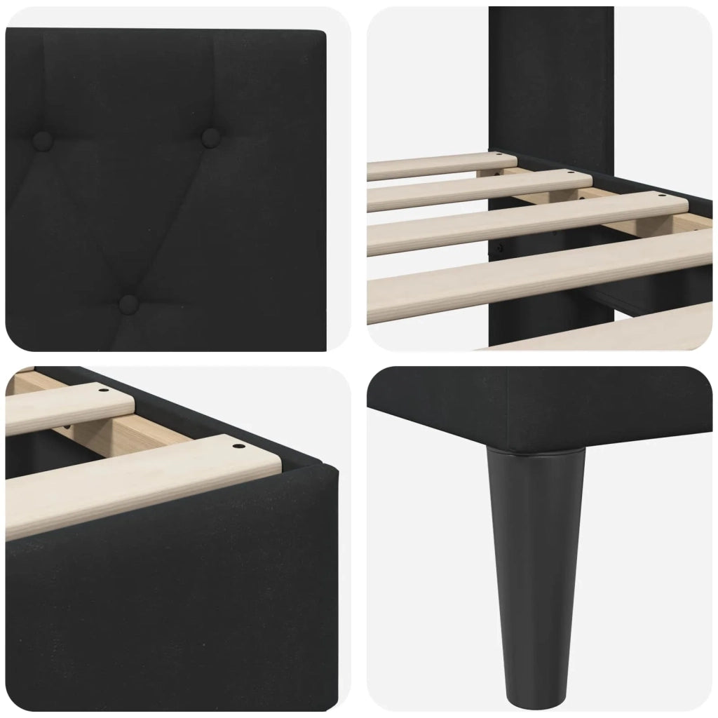 Struttura del letto con testiera Nero 90 x 190 cm Velluto 42027635