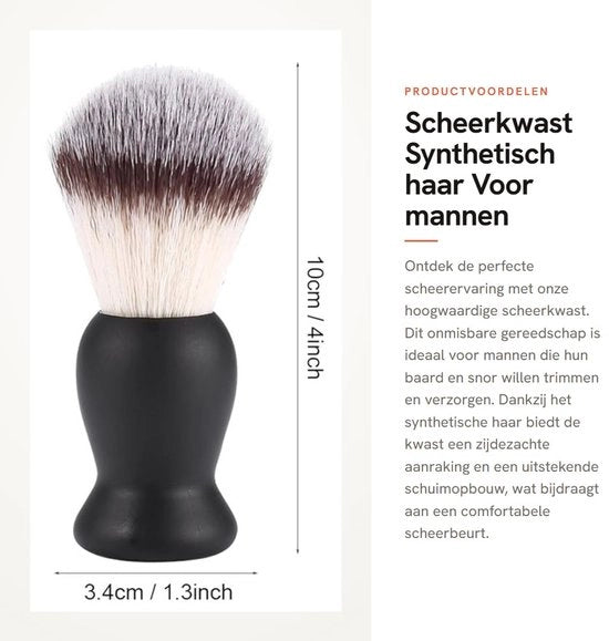 Kit di rasatura per uomo - Spazzola da barba in sintetico - Set di rasatura - Sapone da barba - Raschietto - Spazzola da barba con asta - Kit da barbiere - Spazzola da barba con setole