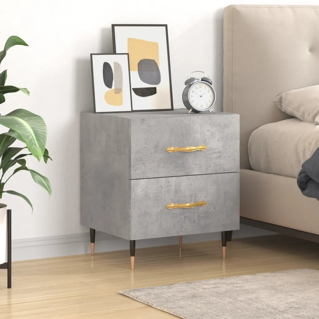 Comodino Grigio Cemento 40x35x47,5 cm in Legno Multistrato 827268