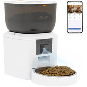 Distributore Automatico Cibo Gatti e Cani 4L WiFi 2.4G, App Controllo con Telecamera, Ciotola, Bianco