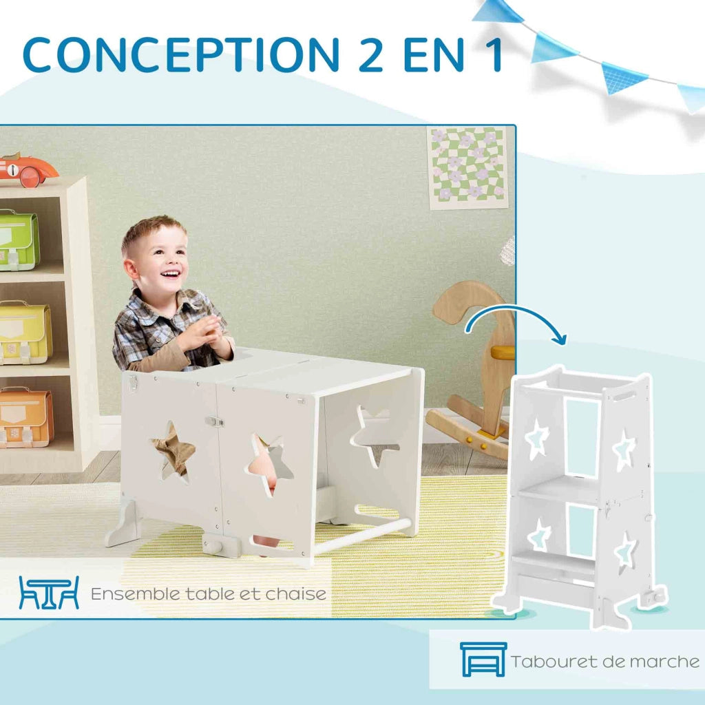Scala per bambini struttura trapezoidale ¨C zephmum ¨C 60x44.5x86 cm bianco