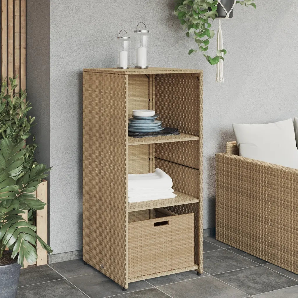 Armadietto Portaoggetti Giardino-Armadio per esterni Beige 50x55x115cm Polyrattan