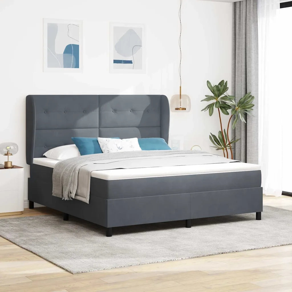 Letto a molle con materasso Grigio scuro 200 x 180 cm Velluto 3340941