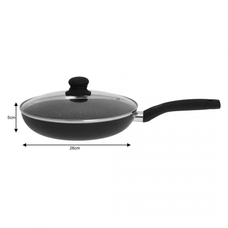 Kinghoff KH-3958 Padella antiaderente in marmo da 26 cm con coperchio in vetro