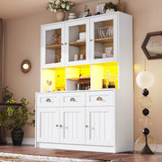 Credenza alta 140x40x175 cm con LED controllabile da app in MDF bianco