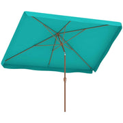 OMBRELLONE DA GIARDINO 2X3 M CON APERTURA A MANOVELLA INCLINABILE E ANTI UV 50+ TURCHESE