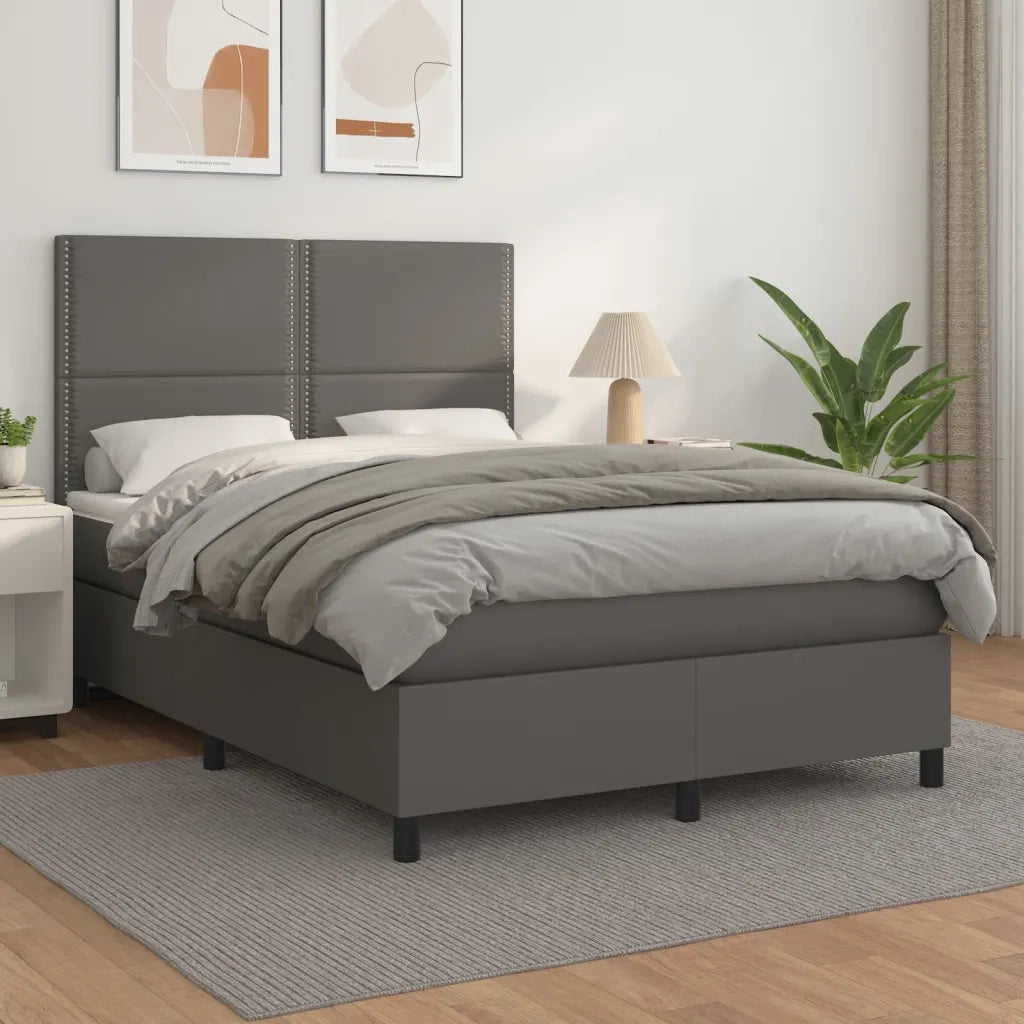 Giroletto a Molle con Materasso Grigio 140x200 cm in Similpelle 3142789