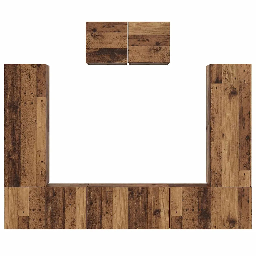 Set mobile TV 7 pz-Credenza per TV Legno vecchio Legno multistrato