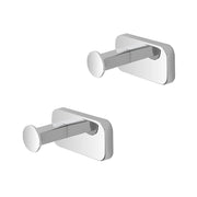 Set 2 appendini portasciugamani in acciaio inox cromo con doppio fissaggio Cubik