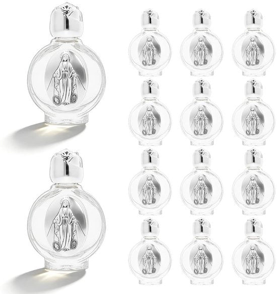 14 Bicchieri di Acqua Santa in Vetro - Argento Antico per Pratiche Religiose