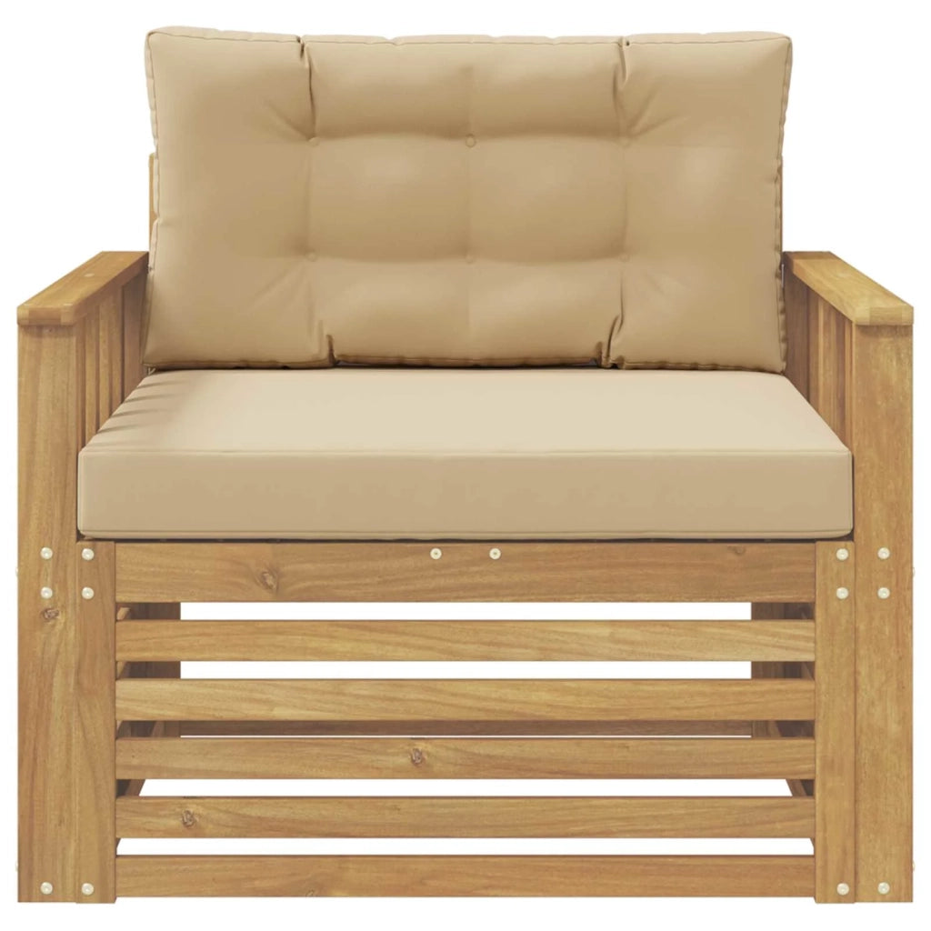 Divano da esterno-Divano da Giardino Poliestere Bianco e beige 100210