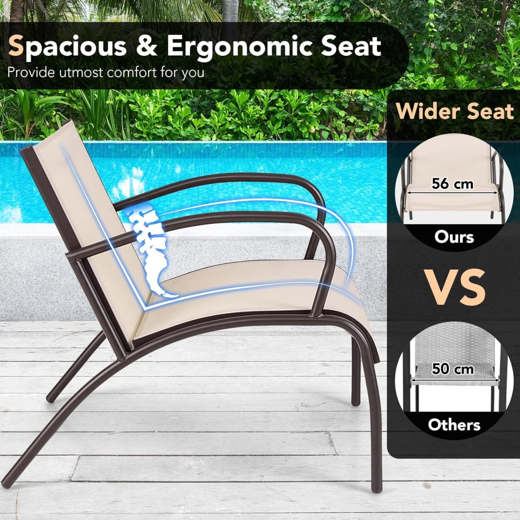 Set di 3 mobili da giardino per balconi, piccoli balconi, set da 2 sedie, 1 tavolo, mobili da balcone per 2 persone, ampia superficie di seduta, per esterni, set da giardino resistente alle