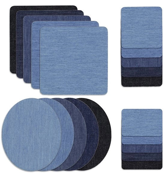 20 Stuks Strijkpatches Jeans Denim Patches per Kledingstuk - Patches di Riparazione in Cotone - Decorativi per Jeans, Giacche, DIY, Borse a Mano