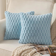 Set di 2 cuscini decorativi in seta soffice in blu chiaro, dimensioni 45 x 45 cm, con fodera in velluto e decorazione morbida per cuscini, cuscini per divano, cuscini per divano letto e cuscini per salotto.