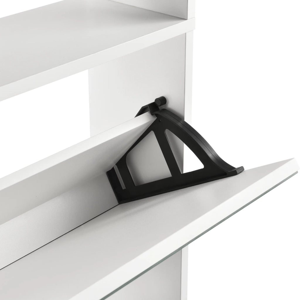 Scarpiera di design mobile contenitore con 4 scomparti capienza 12 paia di scarpe frontale a specchio pannello di particelle rivestito in melamina 134 x 63 x 17 cm bianco 03_0005167