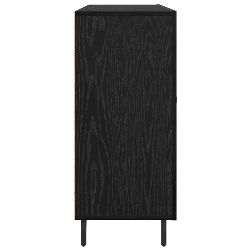 Credenza Rovere Nero 90 x 34 x 80 cm Legno multistrato 879588