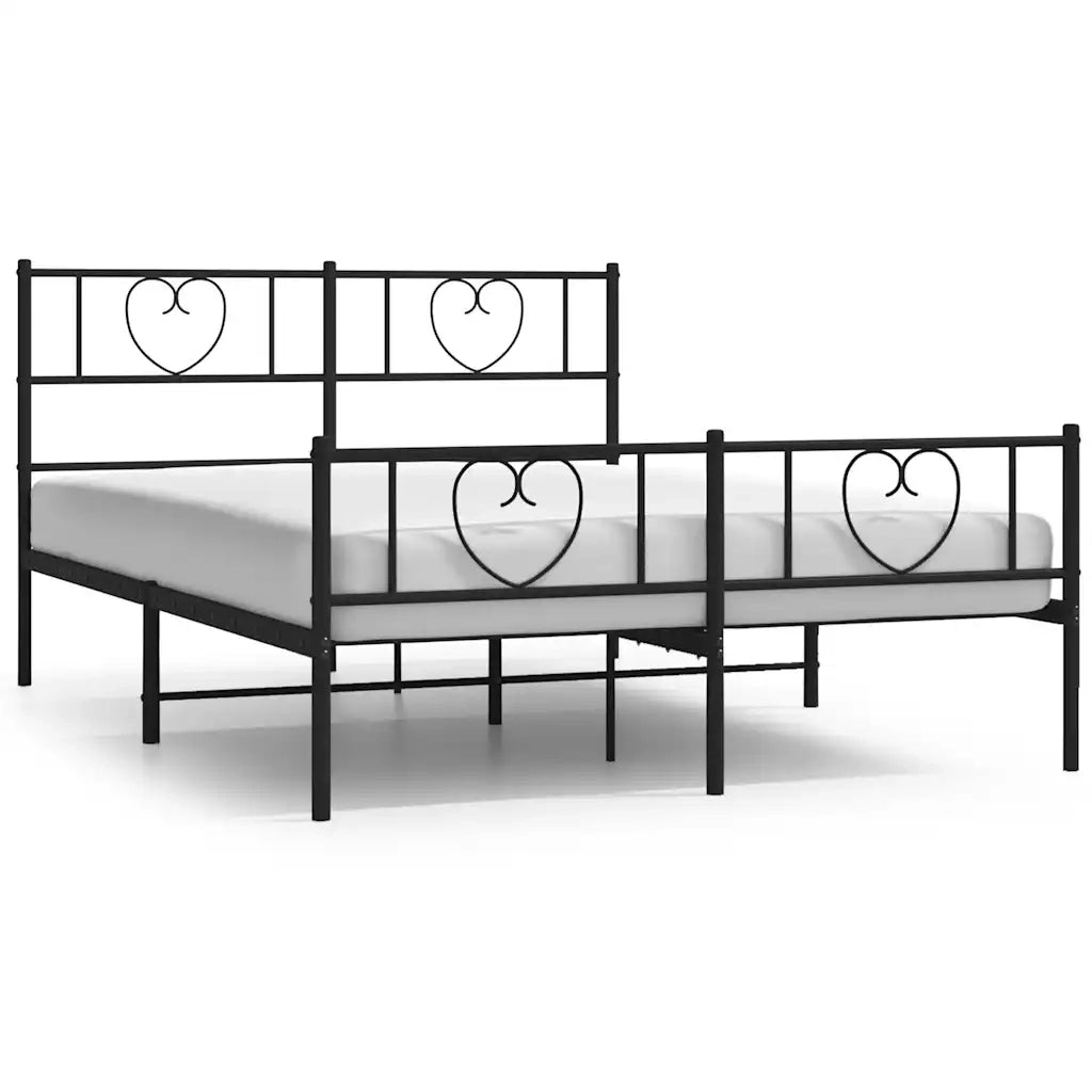 Giroletto con Testiera e Pediera Metallo Nero 150x200 cm