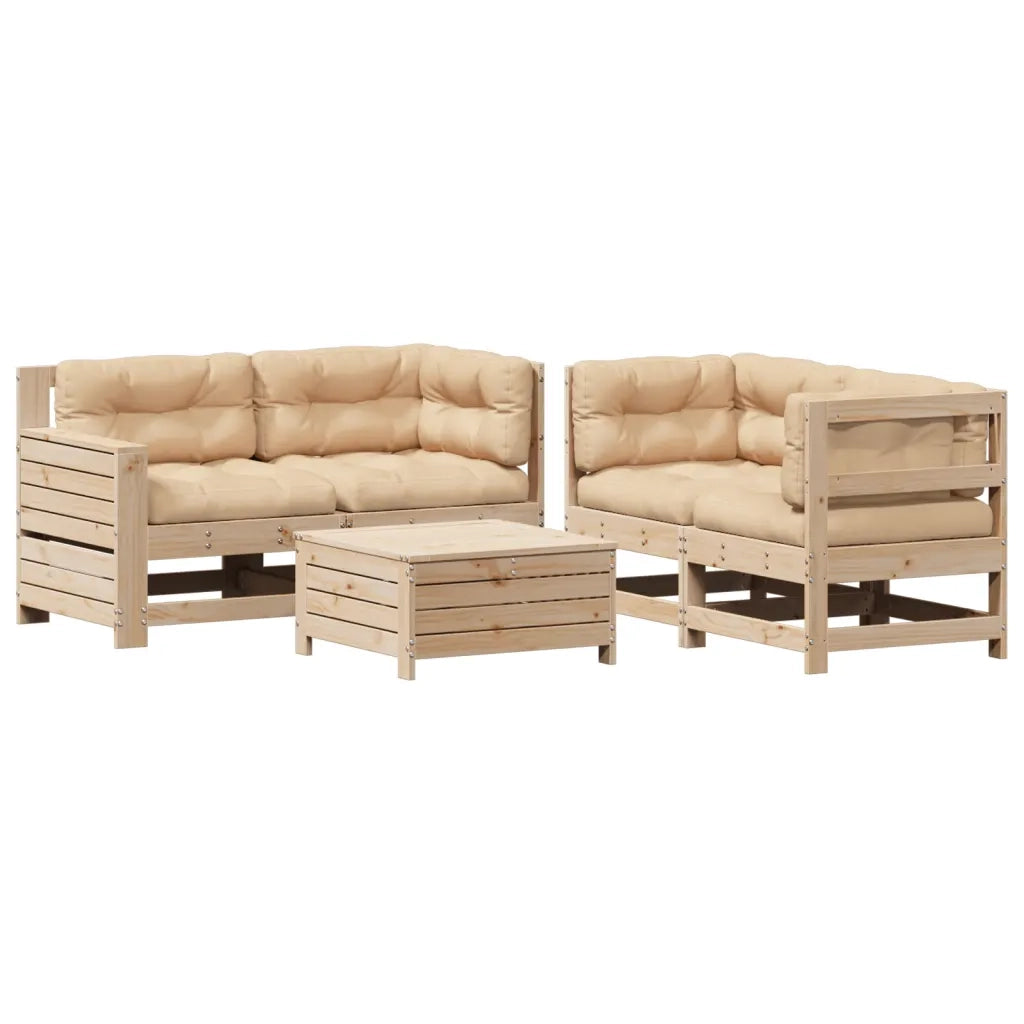 Set Divani Giardino 6 pz con Cuscini in Legno Massello di Pino 3250816