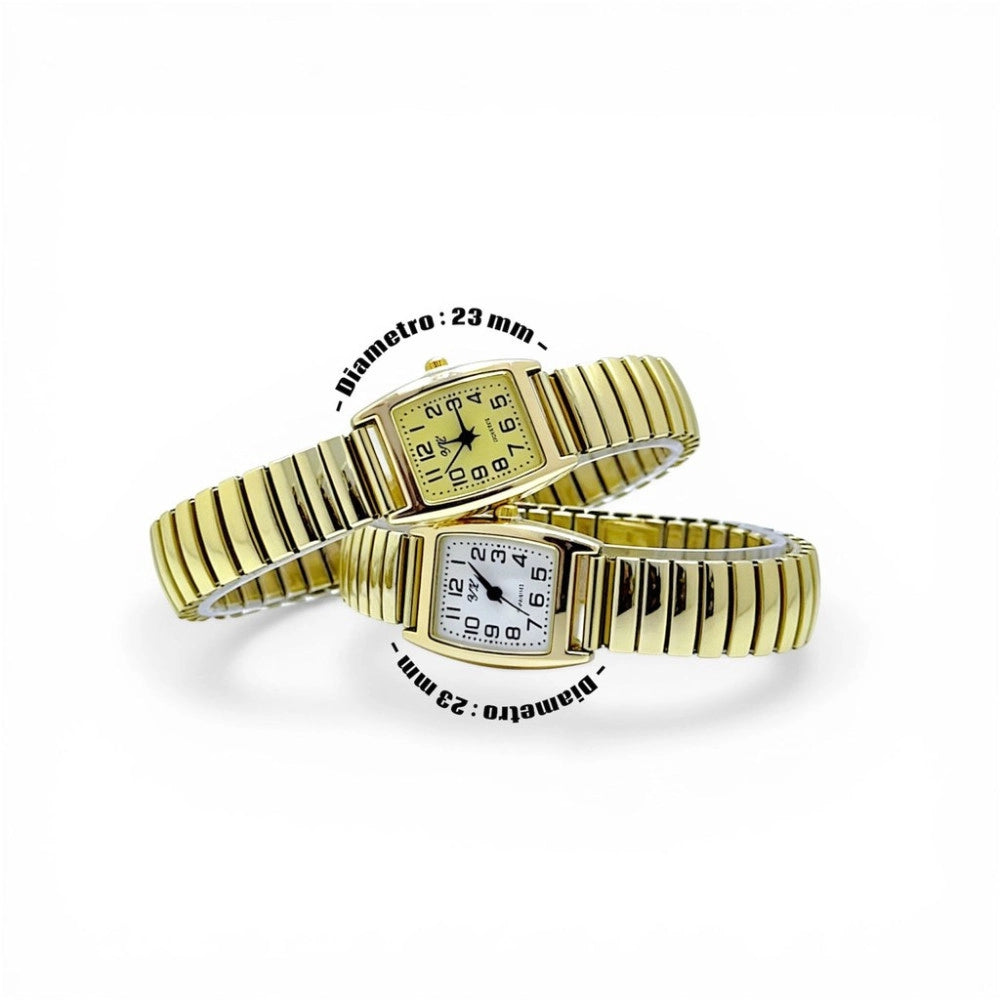 Trade Shop - Orologio Da Polso 23 Mm Oro Elegante Quadrante Oro Cinturino Elasticizzato -