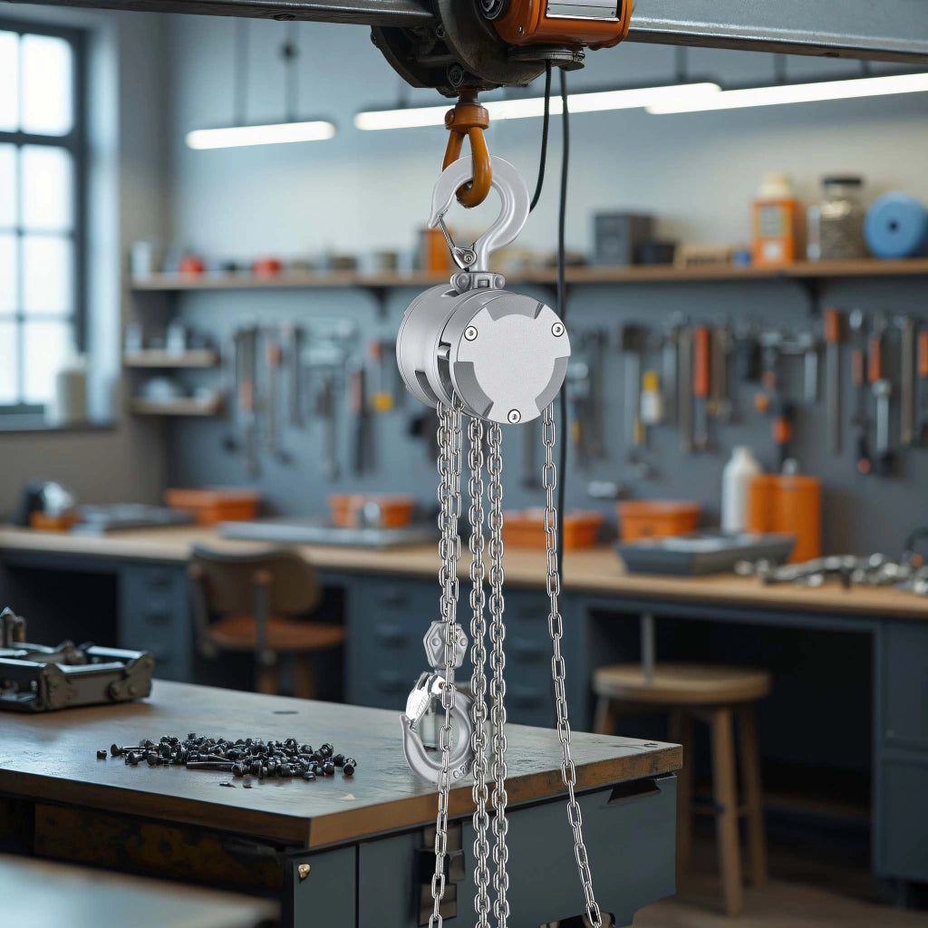 Paranco a catena manuale VX-0.25 in alluminio, capacità di carico 250 kg, altezza di sollevamento 3 m, catena di carico G100, leggero e compatto, per impieghi gravosi