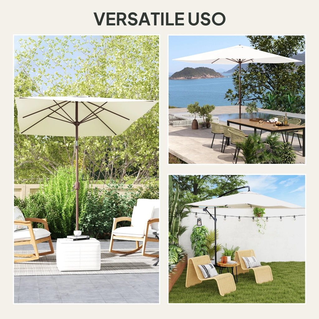 Telo Ombrellone Rettangolare 3x2 m ¨C Zephmum ¨C Poliestere Anti UV 50+ Beige