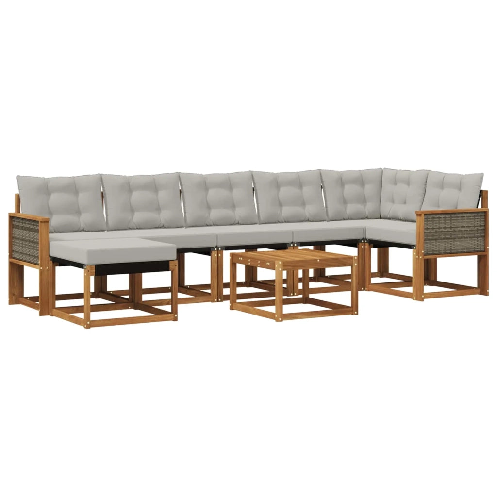 Set di divani da esterno 8 pz Naturale e Grigio Chiaro 3382107