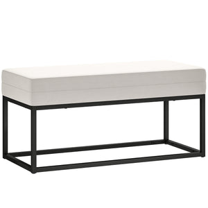 Panca da Ingresso Stile Moderno 94x42x44 cm Cuscino Alto in Tessuto Effetto Velluto Crema