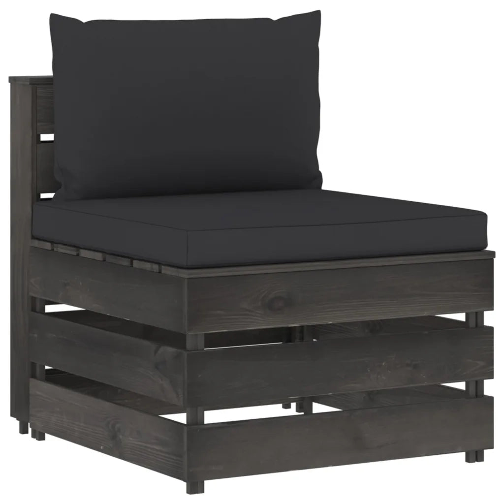 Divano Centrale Modulare con Cuscini in Legno Impregnato Grigio cod mxl 75355