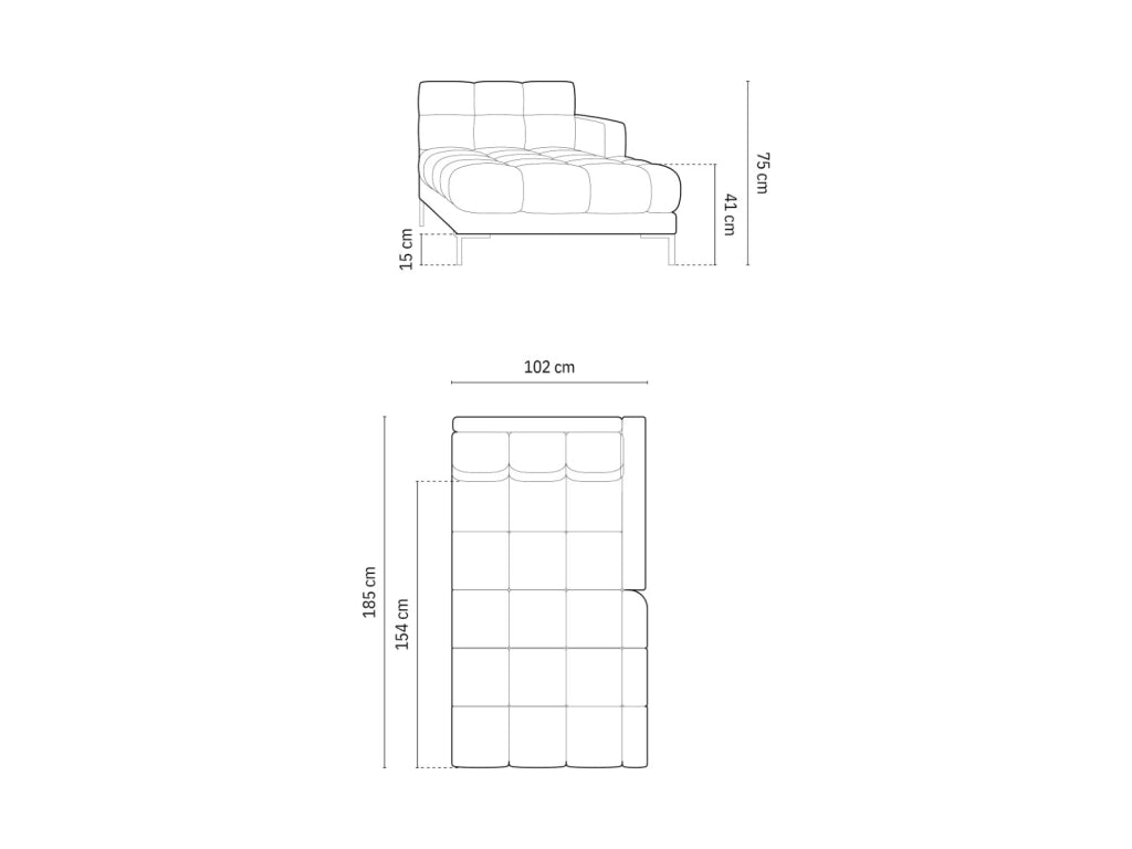Cosmopolitan Design - Chaise longue destra "Bali" in tessuto strutturato grigio scuro 