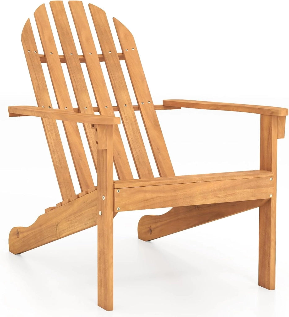 Adirondack-Sedia Giardino in Legno, Poltrona Esterno con Schienale Alta, Sedia a Sdraio Prendisole per Spiaggia Cortile Balcone, Portata 160 kg (Naturale, 69 x 88 x 103 cm)