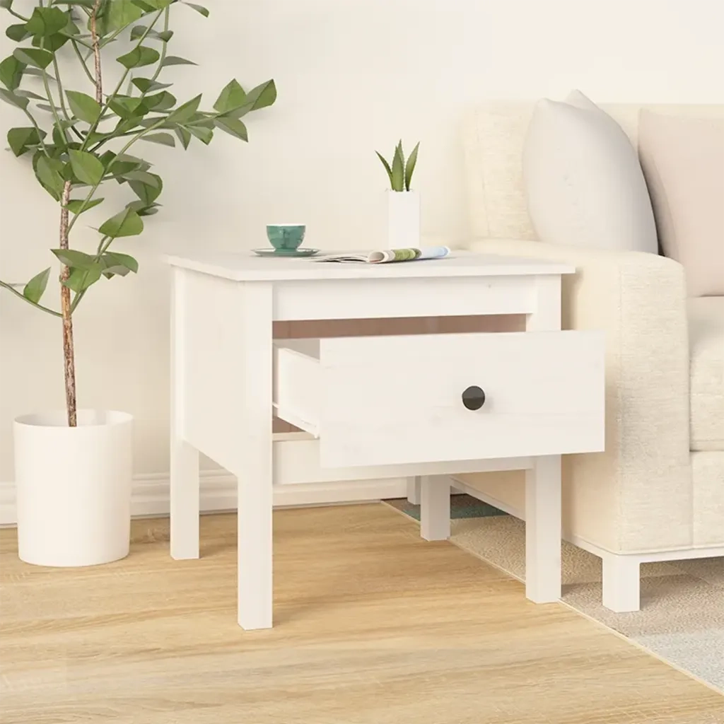 Tavolini 2 pz Bianchi 50x50x49 cm Legno Massello di Pino 813797