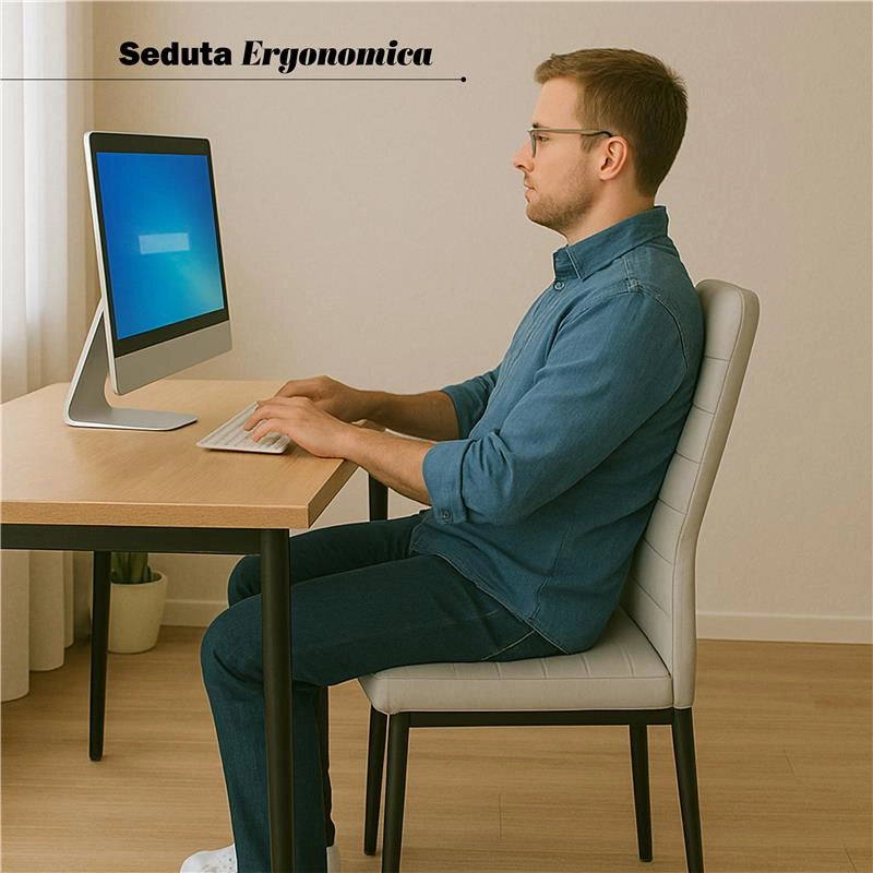 SET 4 SEDIE IMBOTTITE CON SEDUTA SIMILPELLE E GAMBE IN METALLO  DIMENSIONI 40X41X95 CM COLORE BIANCO